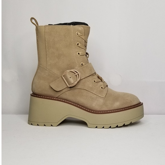 Aqua College Women's Gecko Lace-Up Buckled Boots Size 8 Sand Suede NWT - Picture 4 of 8